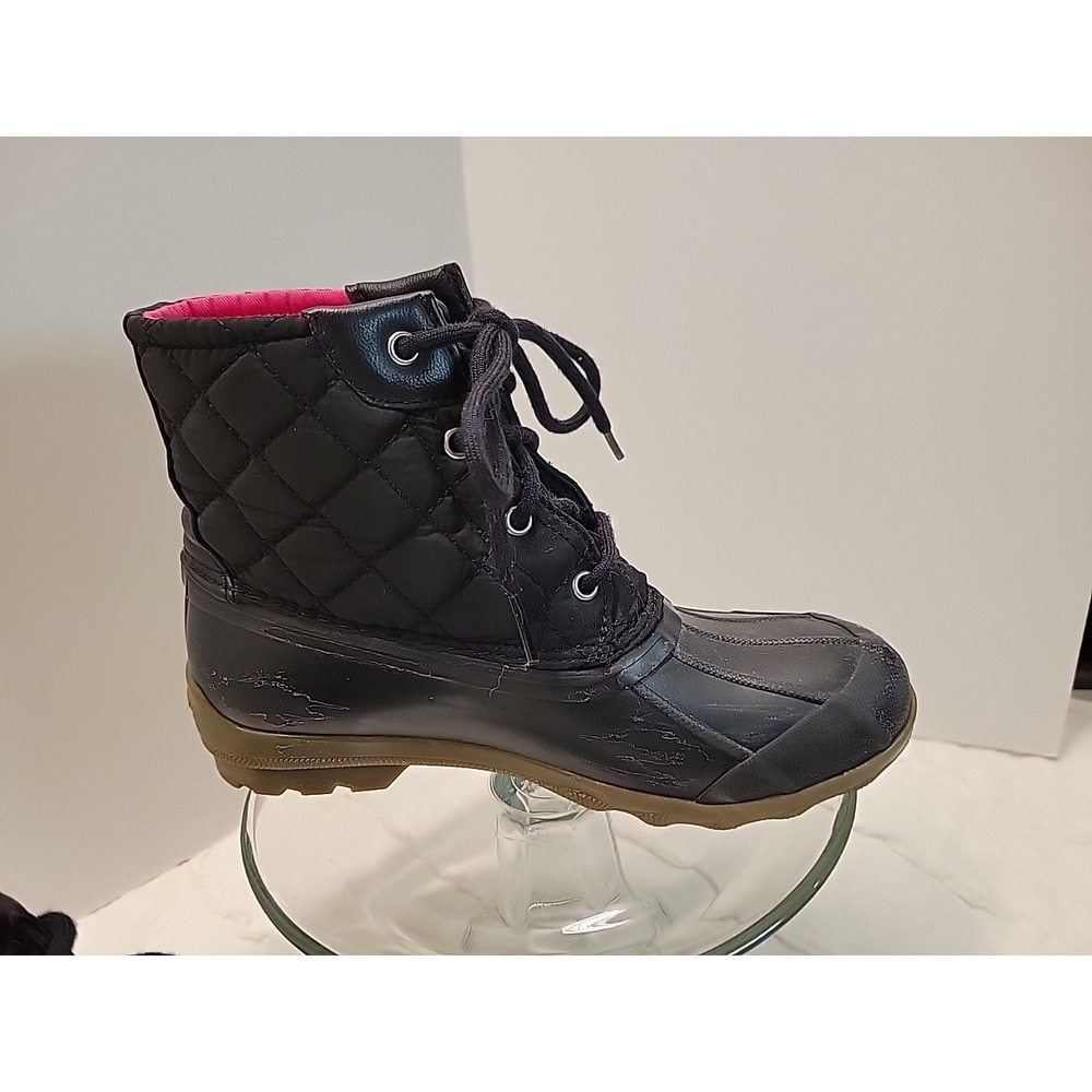 Sperry Boots Kids Size 3M Girls Port Lace Up Duck Boots Bootie Black - Picture 3 of 12